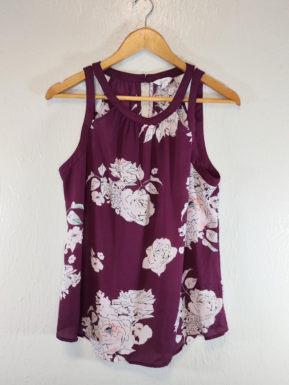 Flowy Floral Semi Sheer Blouse Juniors Size Medium